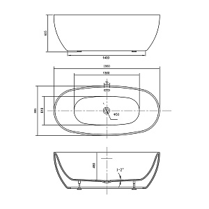 Ванна Vincea VBT-405-1860 186х89 отдельностоящая овальная