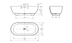 Ванна Vincea VBT-4S04MW 170х80 отдельностоящая овальная