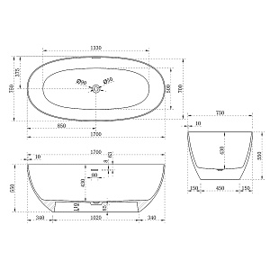 Ванна Vincea VBT-6S01MW 170х75 отдельностоящая овальная
