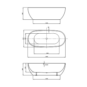 Ванна Vincea VBT-408-1800MW 180х82 отдельностоящая овальная