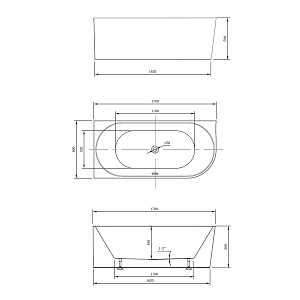 Ванна Vincea VBT-402-1700L 170х80 пристенная овальная