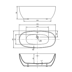 Ванна Vincea VBT-405-1700 170х80 отдельностоящая овальная