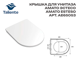 Унитаз подвесной Taliente Амато (Amato) Esteso T3 AE65053 белый с сиденьем микролифт смыв торнадо